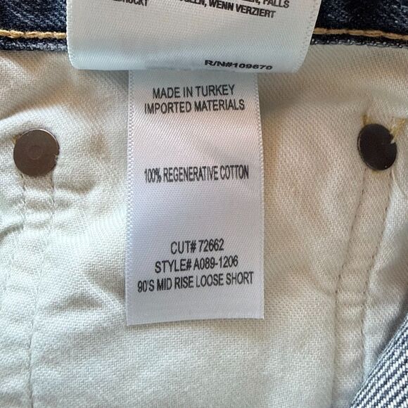 NWT AGOLDE Women's 90's Mid Rise Loose Denim Shorts in Precision Wash Size 23 - Picture 14 of 16